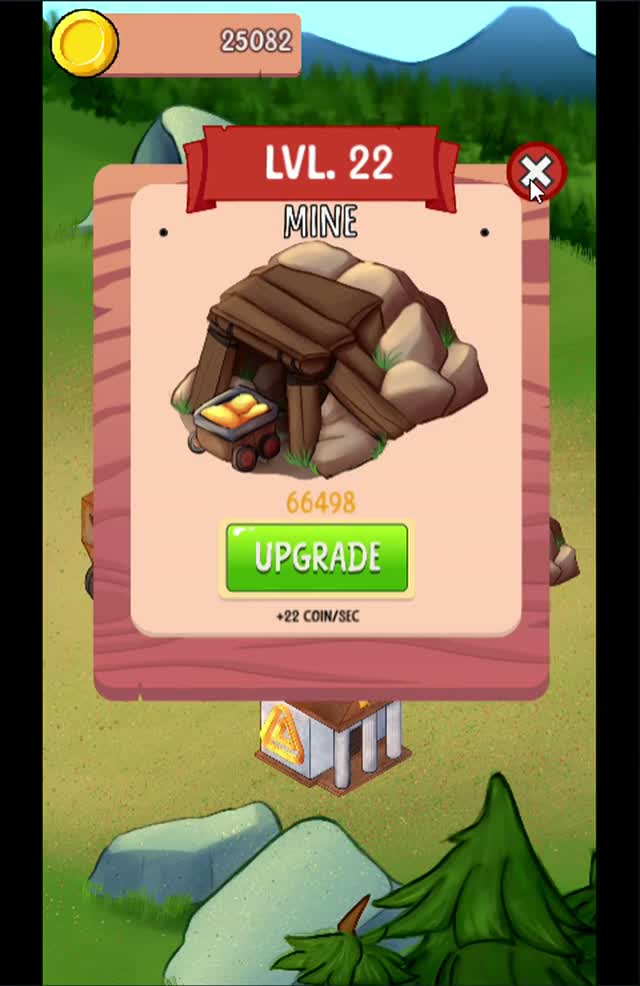 Upgrade screen from a mobile idle game
